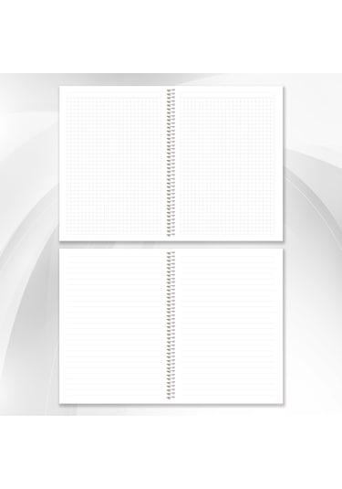 A4 Spiralli Okul Defteri 80 Yaprak 4'lü Set 2 Kareli 2 Çizgili