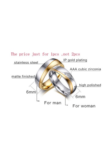 Sevgilisi Yüzük Düğün Altın Alaşım Titanyum Çelik Bant Gelin Takı Aksesuar Erkekler Ve Kadınlar Için Boy's 6 Altın