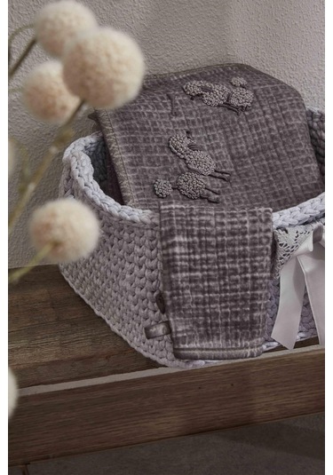 Ecocotton Kayra Bebek Yatak Örtüsü Gri 100*100 Cm