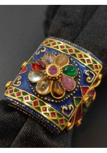 925 Ayar Gümüş Mine İşlem Yüzük 251 Altın