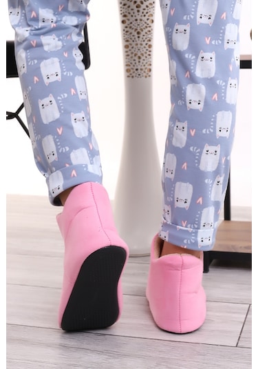 U001 Erkek Kadın Çocuk Ev Pandufu Botu Ev Ayakkabısı Fuşya