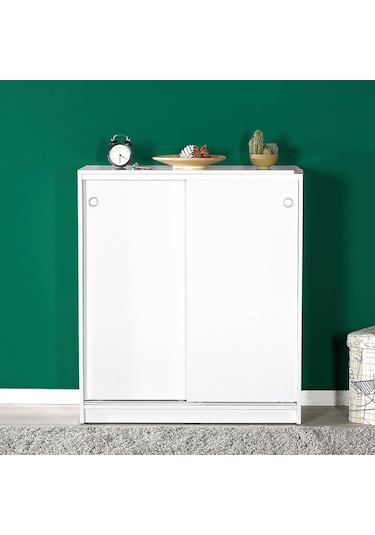 Diamond 5 Raflı Sürgülü Dolap - Beyaz