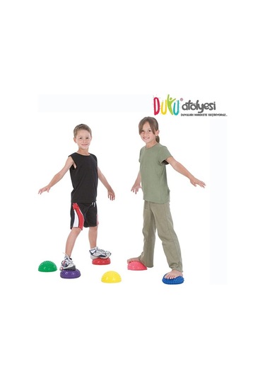 Tırtıklı Yarım Daire Denge Topu 6'lı Set Dikenli Duyu Adım Taşı