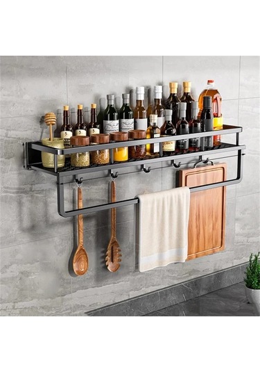 Duvar Rafı Mutfak Banyo Çok Fonksiyonlu Depolama Raf Mutfak Gri