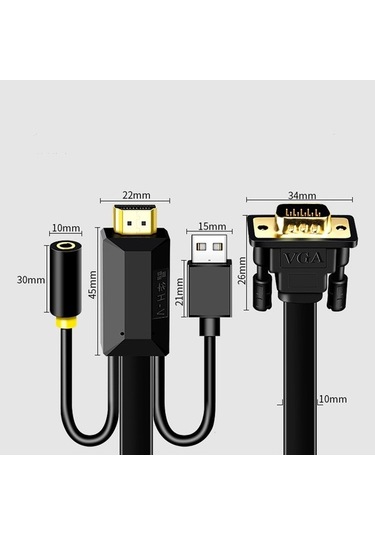 Novahub 2m Jh Hv10 1080p Hdmı Vga Kablosu, Projektör/tv/kutu/bilgisayar Adaptörü Dizüstü/endüstriyel Ekran, 2m Hdmı Vga Kablo