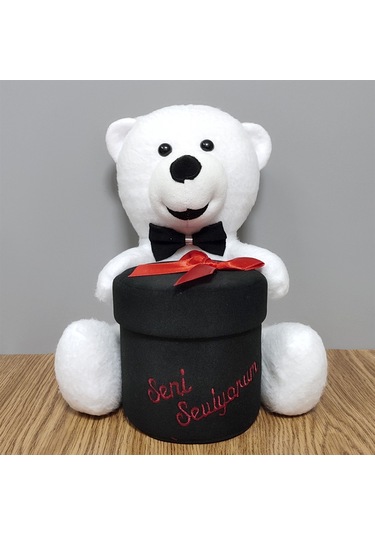 Seni Seviyorum Kutulu Oturan Peluş Ayıcık 28 cm