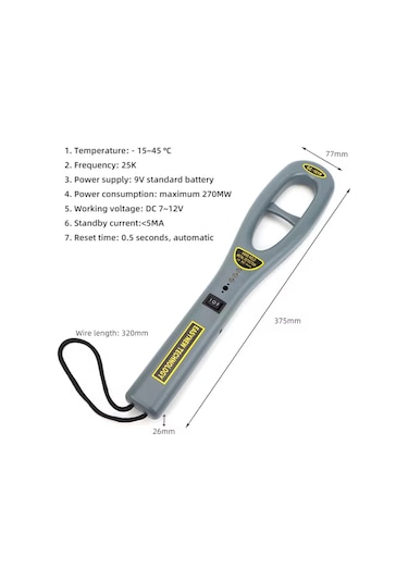 Profesyonel Güvenlikçi El Tipi Üst Arama Altın Metal Arama Dedektörü Hazine Arama El Tipi Gc-101h