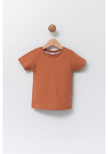 Çocuk Bisiklet Yaka Basic Düz T-shirt %100 Pamuk 001