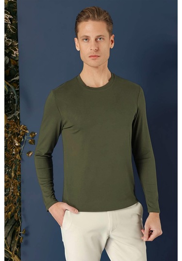 Ts 870 Slim Fit Haki Spor T-shirt Haki