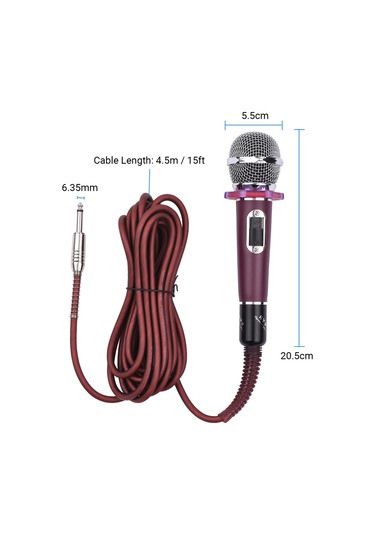 Neevoyu Kırmızı El Tipi Dinamik Kondansatör Mikrofonu - 4.5m Kablolu, 6.35mm Plug, Karaoke/konser/söyleşi İçin Yüksek Hassasiyetli Ses Alımı