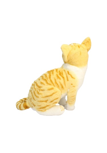 Miyavlayan Sesli Sarı Tekir Kedi Peluş Oyuncak 25 cm