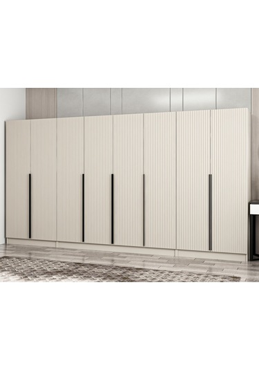 Kale Plus 8 Mebran Kapaklı 2 Çekmeceli Dolap Kumtaşı Mebran 210cm Bej