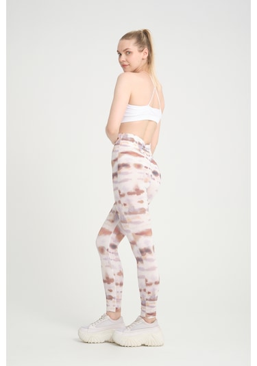 Batik Kalçası Büzgülü Kalça Şekillendirici Pushup Yüksek Bel Topa Beyaz - Kahverengi