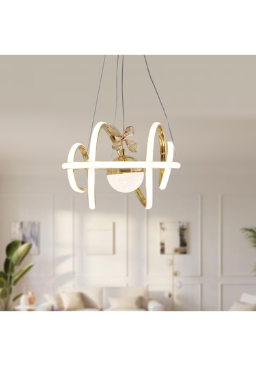 Tt005-ldtpl-sr Tt Ayd. Burgu Sarı Kaplama Toplu 3 Renk Led Avize SARI