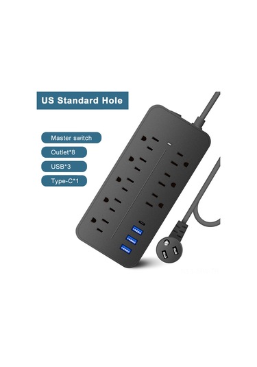 Moveevo Beyaz Abd Standart 8 Prizi 3 Usb + 1 Type-c 1.2m Kablolu Akıllı Çoklu Şarj Cihazı Fırtına Ve Aşırı Yük Korumalı