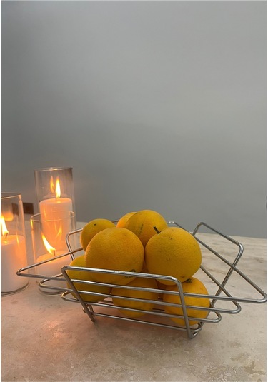 Üçgen Sepet, Meyve Sepeti, Ekmek Sepeti, Modern Tel Sepet Krom