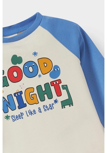 Defacto Erkek Bebek Pijama Takımı Baskılı Uzun Kollu Üst Uzun Alt F3581a525aube194 Mavi