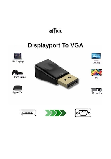 Displayport To Vga Çevirici Dönüştürücü Adaptör Görüntü Adaptörü