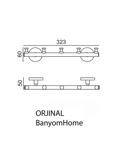 Çelik Banyo Paslanmaz Pirinç Flora 5'li Bornozluk Askılık Krom