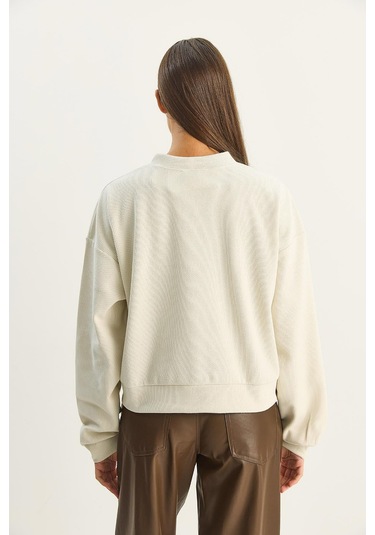 Shade Kadın Fular Detaylı Pamuklu Ottoman Sweatshirt 6931 60283689 - Bej