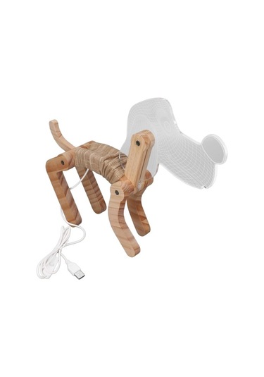 Szypzstore Köpek Gece Lambası, 3d Ahşap Led Sıcak Beyaz Işık Sevimli Taşınabilir Usb Şarj Ofis Yatak Odası Için Dekoratif Işık Çocuk Odası, Erkekler Kızlar Için Doğum Günü Hediyesi Gnodet Renkli