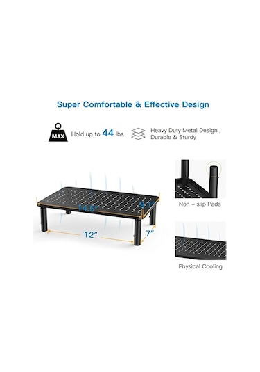 Xuweiwei Beyaz Erkonomik 3 Seviyeli Ayarlanabilir Metal Monitör Standı Ev Ofis Dizüstü Bilgisayar Kolay Montaj Kaymaz Kauçuk Gelişmiş Soğutma