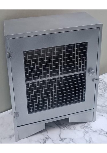 Hobi Adn 90354 Model Dekoratif Tezgah Telli Dolap Gümüş Gri Renk Ahşap Mdf Elyapı