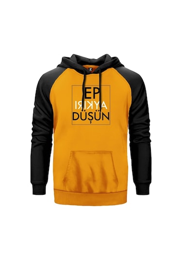 Ep Aykırı Düşün Sarı Reglan Kol Unisex Sweatshirt Hoodie Sarı