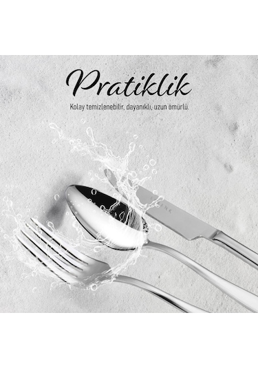 Serenk Milano Çelik Çatal Kaşık Bıçak Takımı 24 Parça Gümüş