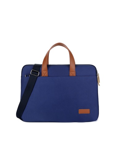 Hqgoodstore Rahat Basit Düz Renk Nefes Alabilen Su Geçirmez Aşınmaya Dayanıklı Büyük Kapasiteli Dizüstü Bilgisayar Çantası 14 İnç Koyu Mavi Koyu Mavi