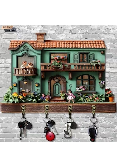 Ahşap Anahtarlık Ve Dekoratif Duvar Panosu, 4 Askılı 0007