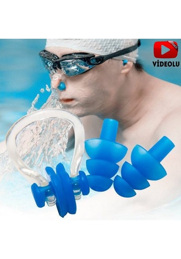 2 Li Set Yüzücü Kulak Tıkacı+ Burun Tıkacı Deniz Havuz Tıkac