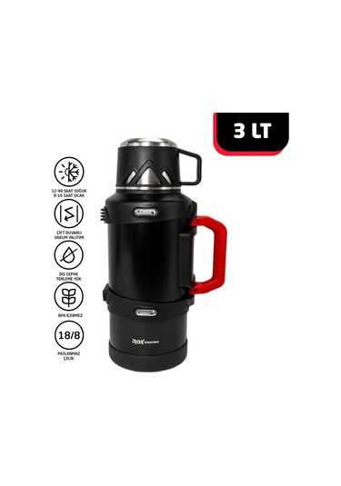 Rox Camping 3000 Kamp Termos 3.0 Lt Siyah