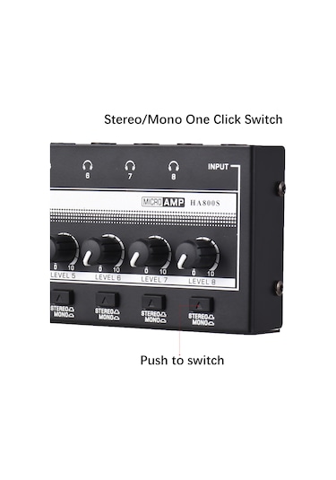 Hfambition 8 Kanal Stereo Kulaklık Amfi - Ultra Düşük Gürültü - Yüksek Güç - Optimum Ses Kalitesi - Avrupa Standartı