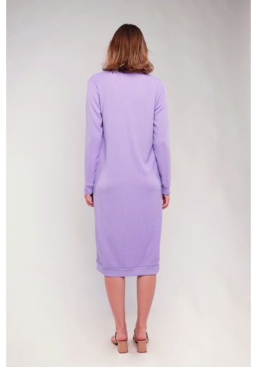 Gabria Ön Düğmeli Seul Uzun Hırka LİLA