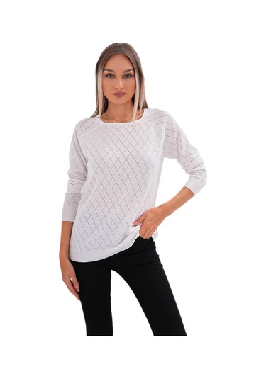 Kadın Baklava Dilimi Desenli Kazak 12781 Bgl-st04110 beyaz