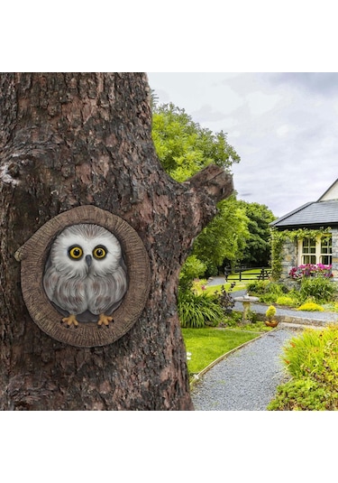 Suntek Reçine Baykuş Heykel Ağacı Süsleme Bahçe Sanatı El