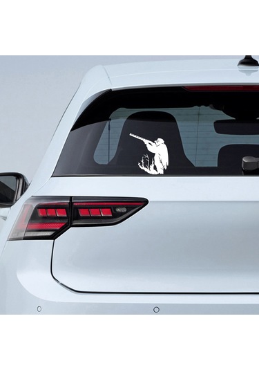 Avcı Sticker - Av Sticker - Hunter Sticker - 15cmx15cm - Beyaz