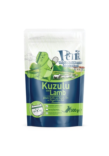 Petipure Kuzu Etli Kuru Yetişkin Kedi Maması 500 G