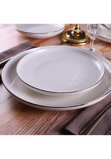 Porselen Elif 24 Parça Altın File-star Yemek Takımı