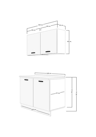 Decoraktiv Mini 120 Mdf Hazır Mutfak Dolabı - Tezgah Dahil - Bordo