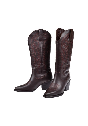 Pullman Hakiki Deri İşlemeli Western Kadın Çizme Plm-011 Koyu Kahve Koyu Kahverengi Pullman Hakiki Deri İşlemeli Western Kadın Çizme Plm-011 Koyu Kahve Koyu Kahverengi