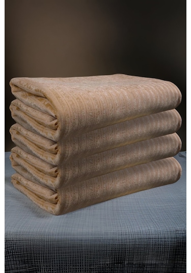 Çizgili Süngerli Kadife Kumaş Kaymaz Çekyat Koltuk Örtüsü 170x210 Bej Bej