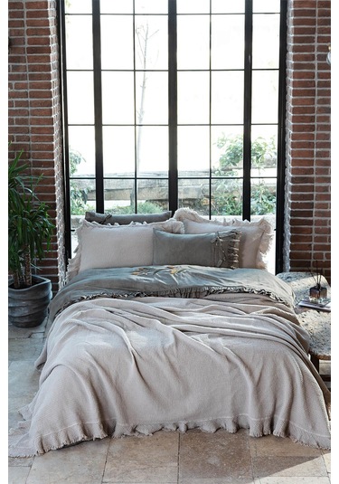 Ecocotton Dina Bej Çift Kişilik %100 Organik Pamuk Pike/yatak Örtüsü Bej