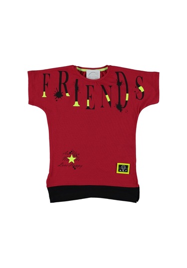 Liay Moda Frıends Baskılı Kız Çocuk Tişört Kırmızı