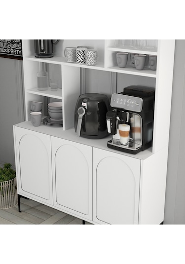 Lyon Kahve Köşesi 120cm - Beyaz / Siyah