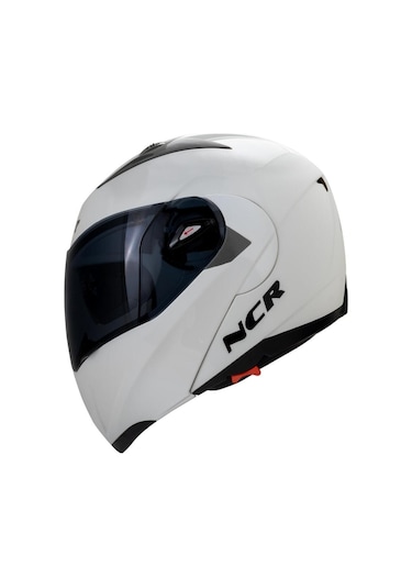 Ncr Çene Açılır Beyaz Siyah Vizörlü Motosiklet Kaskı Beyaz