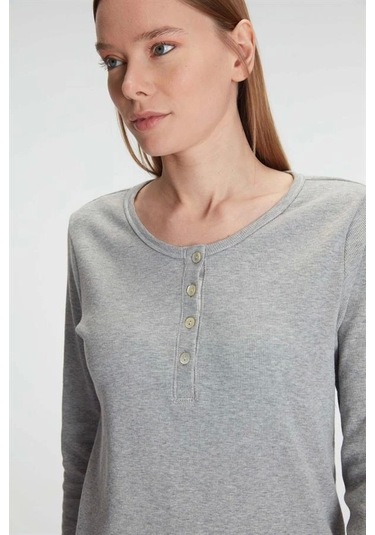 Anıl Pamuklu Uzun Kol Pijama Takımı Gri