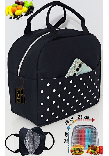 Sıcak, Soğuk Isı Yalıtımlı Termal Termoslu Yemek, Mama, Beslenme, Gıda Için Taşıma Çantası Siyah - Taba