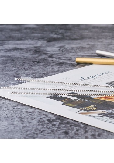 Küçük Boy Saman Temizleme Fırçası Paslanmaz Çelik Yıkama İçme Borusu Saman Fırçası - Simli